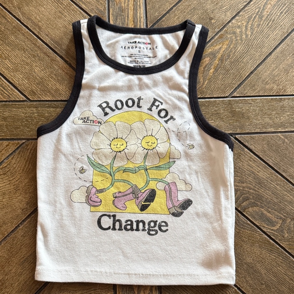 Aeropostale White Tank Top with Black Accents